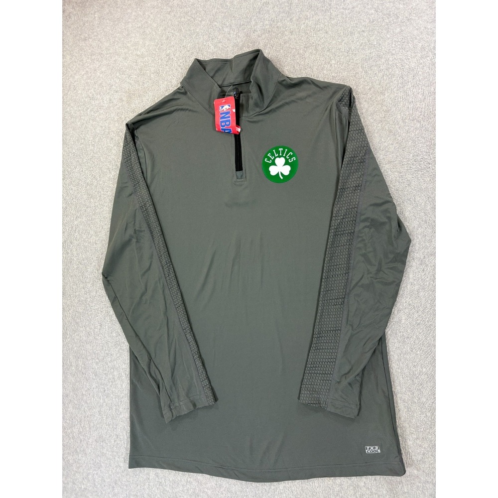 NWT Boston Celtics NBA Screened Logo 1/4 Zip Pullover (Men's‎ Large) Gray